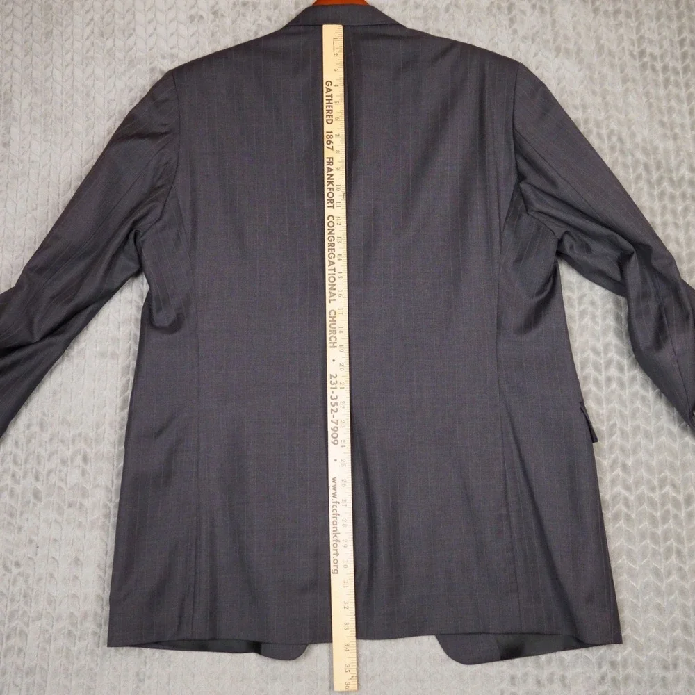 Lauren Ralph Lauren Blazer Mens 46L Gray Pinstripe Sport Coat Wool Blend